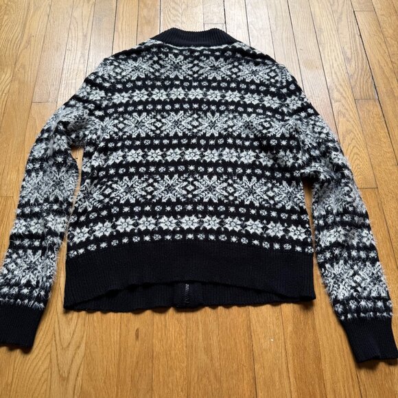 Fair Isle Lauren Ralph Lauren Active Size XL Black White Full Zip Cardigan - Picture 13 of 13